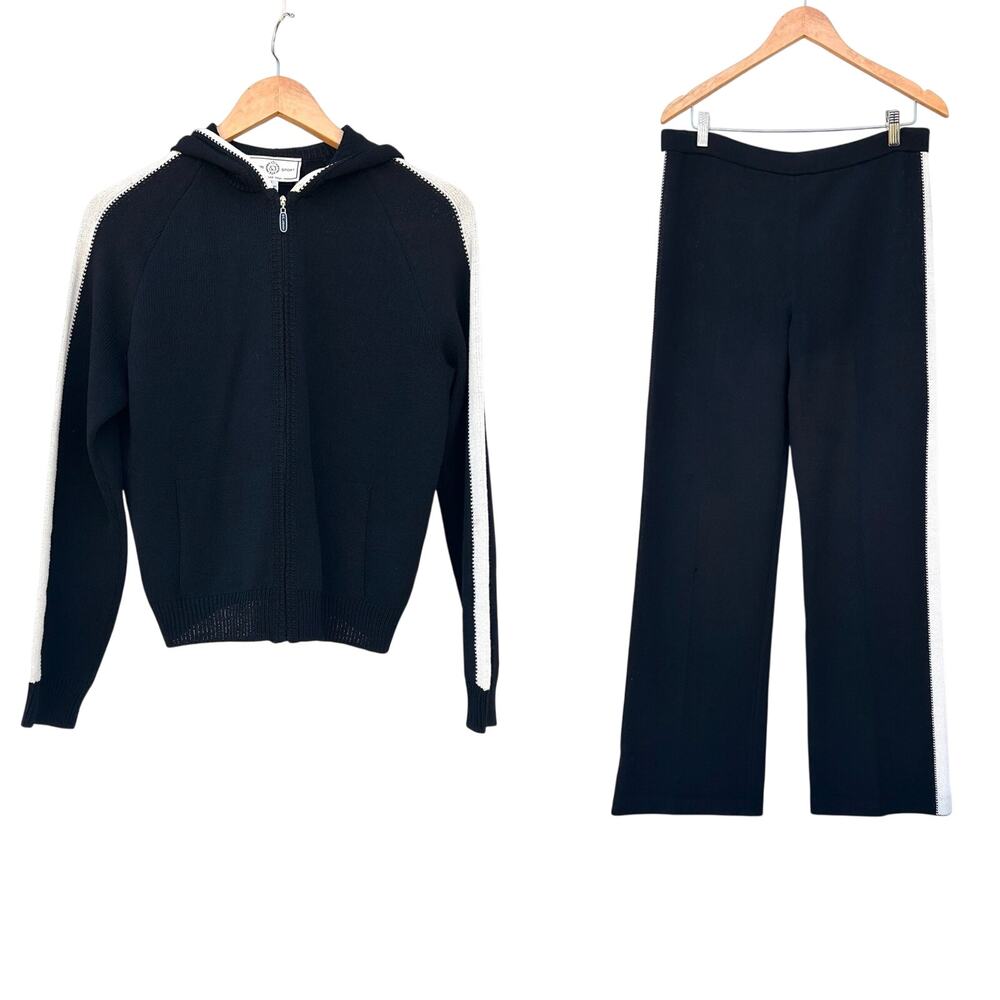 Vintage St. John Sport Track Suit Set Hoodie Santana Knit Wide Leg Stripe Small - Picture 2 of 16